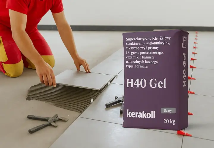 Układanie płytek z użyciem kleju H40 Gel. Jaki klej do płytek wybrać? Ten żelowy klej Kerakoll sprawdzi się do gresu, ceramiki i kamienia.